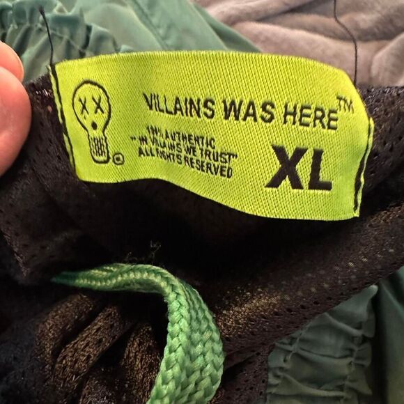 Villains Was Here Green and White Nylon Straight Leg Track Pants Size XL - Picture 5 of 5